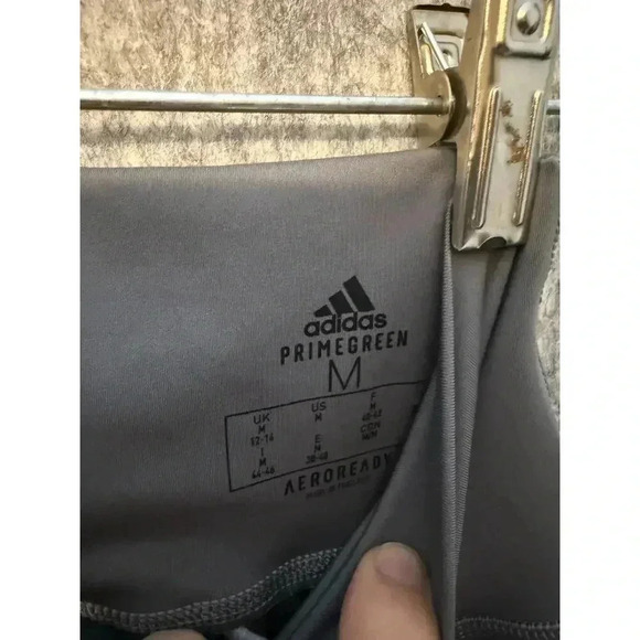 Womens Adidas Player ID PrimeGreen Gray White Legging Medium Cropped - Picture 5 of 5